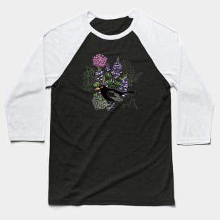 Blackbird in purple paradise Baseball T-Shirt